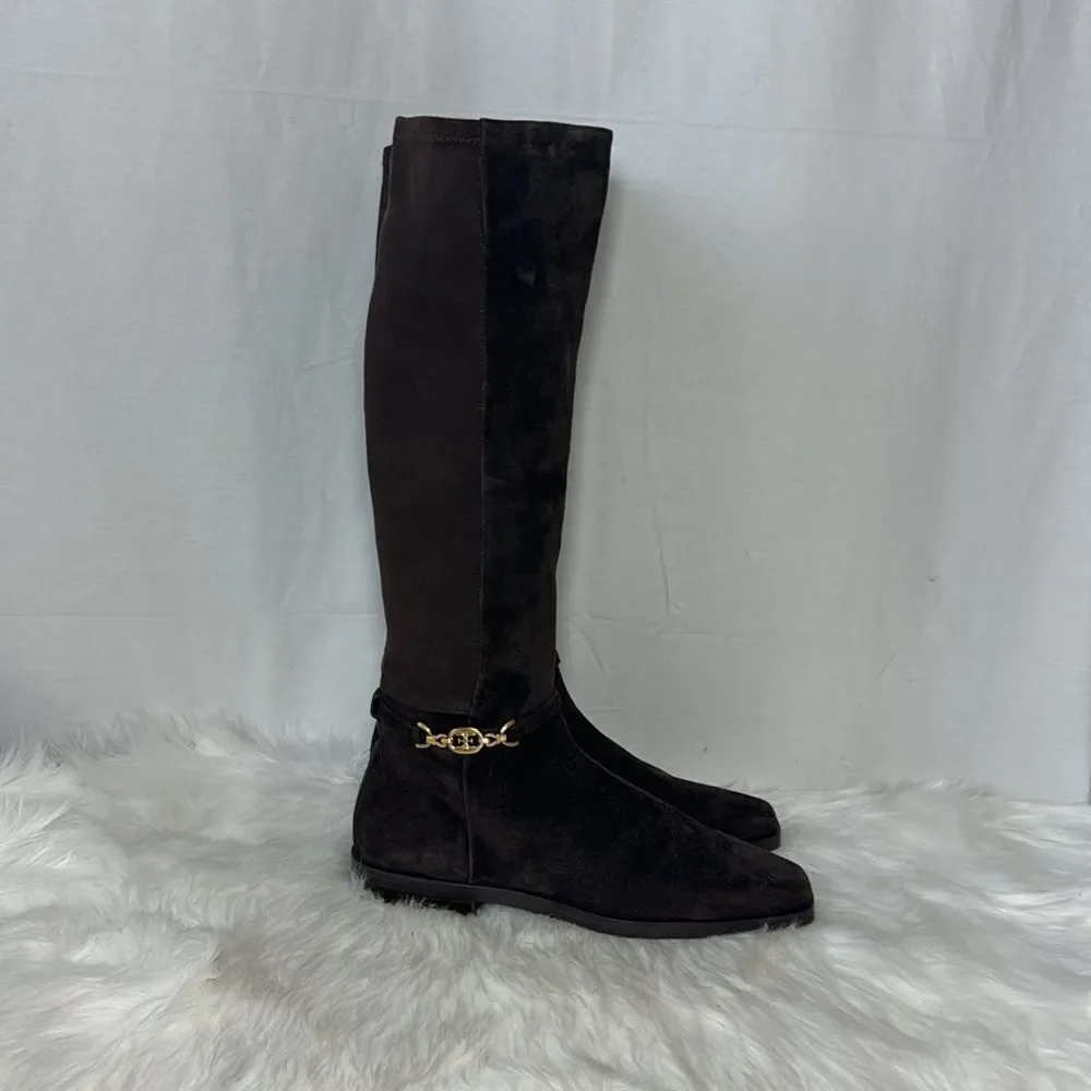 Sam Edelman Cliver Embellished Brown Suede Riding‎ Boots Sz 8.5